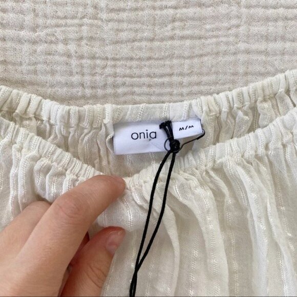 New Onia Colette Cropped Off-The-Shoulder Cotton-Blend Jacquard Top - Picture 7 of 12